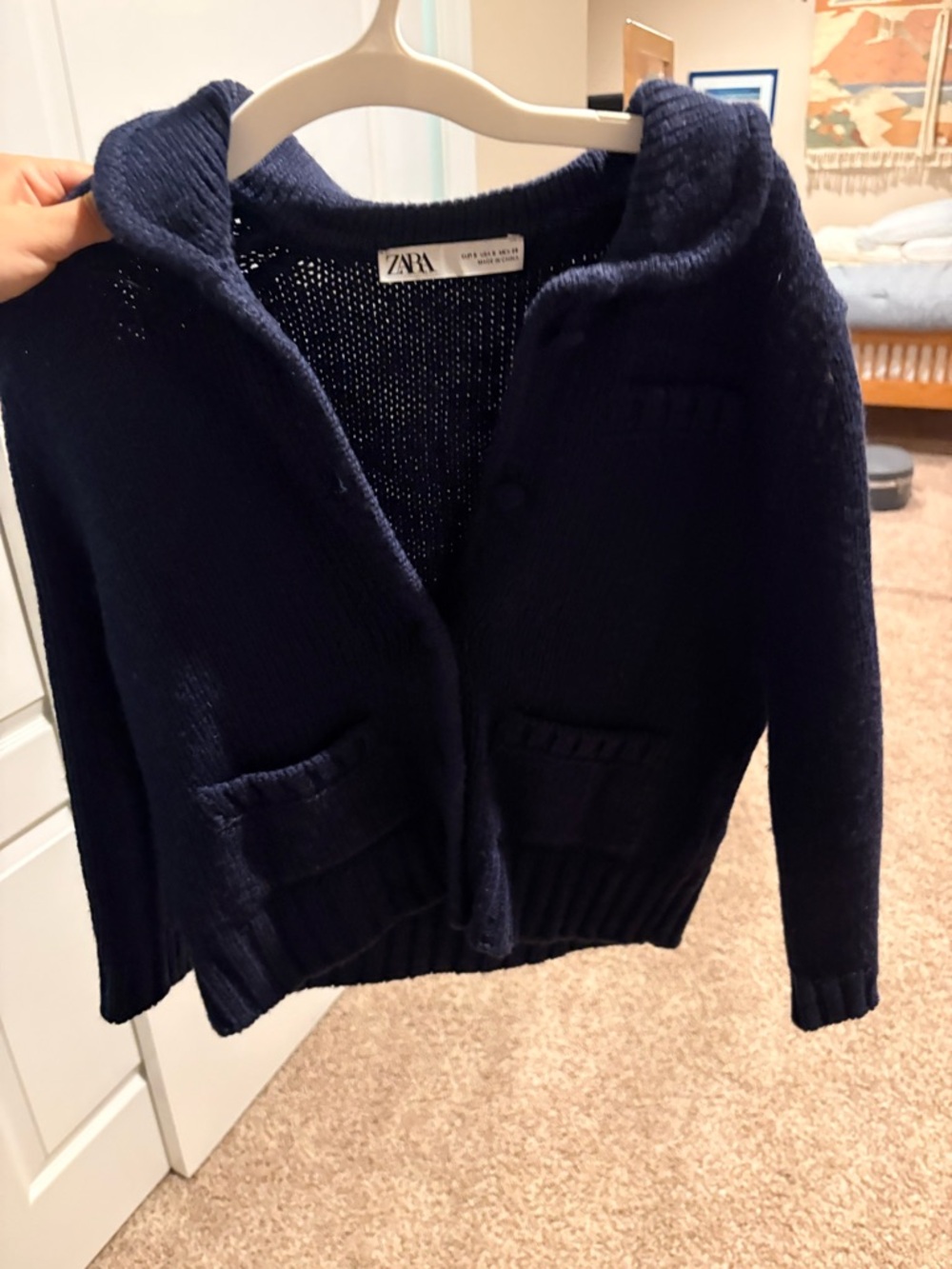 Zara Navy Knit Cardigan Jacket